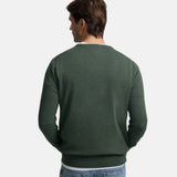 Silbon – 1010803127 - Jersey liso verde de cuello redondo 100% algodón con bordado en contraste - Hombre