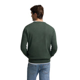 Silbon – 1010803127 - Jersey liso verde de cuello redondo 100% algodón con bordado en contraste - Hombre
