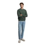Silbon – 1010803127 - Jersey liso verde de cuello redondo 100% algodón con bordado en contraste - Hombre