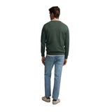 Silbon – 1010803127 - Jersey liso verde de cuello redondo 100% algodón con bordado en contraste - Hombre