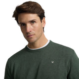 Silbon – 1010803127 - Jersey liso verde de cuello redondo 100% algodón con bordado en contraste - Hombre