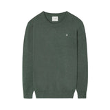 Silbon – 1010803127 - Jersey liso verde de cuello redondo 100% algodón con bordado en contraste - Hombre