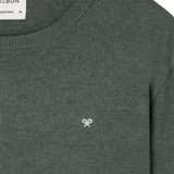 Silbon – 1010803127 - Jersey liso verde de cuello redondo 100% algodón con bordado en contraste - Hombre