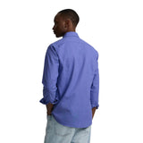 Silbon – 1020502391 – Camisa azul de manga larga de lino y algodón con logo bordado - Hombre