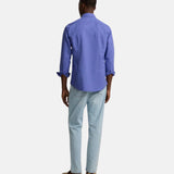 Silbon – 1020502391 – Camisa azul de manga larga de lino y algodón con logo bordado - Hombre
