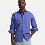 Silbon – 1020502391 – Camisa azul de manga larga de lino y algodón con logo bordado - Hombre