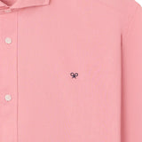 Silbon – 1020508392 – Camisa rosa de manga larga de lino y algodón con logo bordado - Hombre