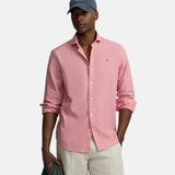 Silbon – 1020508392 – Camisa rosa de manga larga de lino y algodón con logo bordado - Hombre