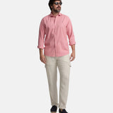 Silbon – 1020508392 – Camisa rosa de manga larga de lino y algodón con logo bordado - Hombre