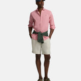 Silbon – 1020508392 – Camisa rosa de manga larga de lino y algodón con logo bordado - Hombre