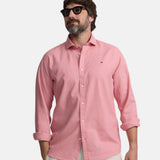 Silbon – 1020508392 – Camisa rosa de manga larga de lino y algodón con logo bordado - Hombre
