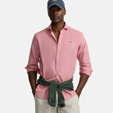 Silbon – 1020508392 – Camisa rosa de manga larga de lino y algodón con logo bordado - Hombre
