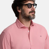 Silbon – 1020508392 – Camisa rosa de manga larga de lino y algodón con logo bordado - Hombre