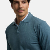 Silbon – 1020803230 – Jersey azul con cuello polo 100% algodón con puños elásticos - Hombre