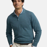 Silbon – 1020803230 – Jersey azul con cuello polo 100% algodón con puños elásticos - Hombre