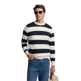 Silbon – 1020807334 – Jersey de rayas azul marino y crema 100% algodón con logo bordado - Hombre