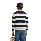 Silbon – 1020807334 – Jersey de rayas azul marino y crema 100% algodón con logo bordado - Hombre