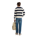 Silbon – 1020807334 – Jersey de rayas azul marino y crema 100% algodón con logo bordado - Hombre
