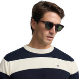 Silbon – 1020807334 – Jersey de rayas azul marino y crema 100% algodón con logo bordado - Hombre