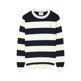 Silbon – 1020807334 – Jersey de rayas azul marino y crema 100% algodón con logo bordado - Hombre