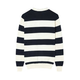 Silbon – 1020807334 – Jersey de rayas azul marino y crema 100% algodón con logo bordado - Hombre