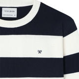 Silbon – 1020807334 – Jersey de rayas azul marino y crema 100% algodón con logo bordado - Hombre