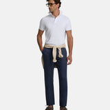 Silbon – 1020902147 – Pantalones chinos azules 100% lino de corte slim - Hombre