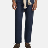 Silbon – 1020902147 – Pantalones chinos azules 100% lino de corte slim - Hombre
