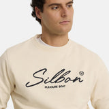 Silbon – 1021107181 – Sudadera 100% algodón color crema con bordado frontal - Hombre