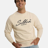 Silbon – 1021107181 – Sudadera 100% algodón color crema con bordado frontal - Hombre