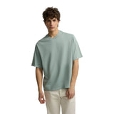 Silbon – 1030403087 – Camiseta oversize verde de manga corta 100% algodón con impresión trasera - Hombre