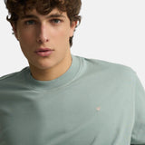 Silbon – 1030403087 – Camiseta oversize verde de manga corta 100% algodón con impresión trasera - Hombre