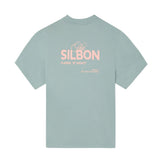 Silbon – 1030403087 – Camiseta oversize verde de manga corta 100% algodón con impresión trasera - Hombre