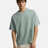 Silbon – 1030403087 – Camiseta oversize verde de manga corta 100% algodón con impresión trasera - Hombre