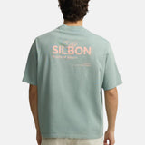 Silbon – 1030403087 – Camiseta oversize verde de manga corta 100% algodón con impresión trasera - Hombre