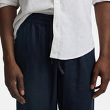Silbon – 1030902143 – Pantalones azul marino 100% lino con cintura ajustable - Hombre