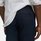 Silbon – 1030902143 – Pantalones azul marino 100% lino con cintura ajustable - Hombre