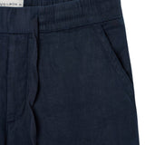 Silbon – 1030902143 – Pantalones azul marino 100% lino con cintura ajustable - Hombre
