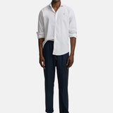 Silbon – 1030902143 – Pantalones azul marino 100% lino con cintura ajustable - Hombre