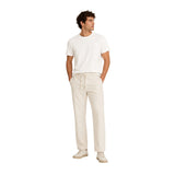 Silbon – 1030907142 – Pantalones color piedra 100% lino con cintura ajustable - Hombre