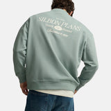 Silbon – 1031103203 – Sudadera verde oversize 100% algodón con dibujo en la espalda - Hombre