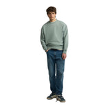 Silbon – 1031103203 – Sudadera verde oversize 100% algodón con dibujo en la espalda - Hombre