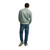 Silbon – 1031103203 – Sudadera verde oversize 100% algodón con dibujo en la espalda - Hombre