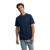 Silbon – 1040402066 – Camiseta azul de manga corta 100% algodón con impresión trasera - Hombre