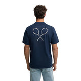 Silbon – 1040402066 – Camiseta azul de manga corta 100% algodón con impresión trasera - Hombre