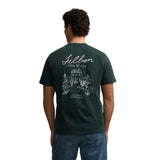 Silbon – 1040402076 – Camiseta verde de manga corta 100% algodón con dibujo en la espalda - Hombre