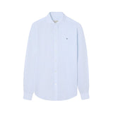 Silbon – 1040502399 – Camisa azul de lino y algodón con estampado de rayas y corte regular - Hombre