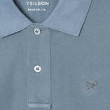 Silbon – 1041002167 – Polo azul de manga corta 100% algodón con teñido en prenda - Hombre