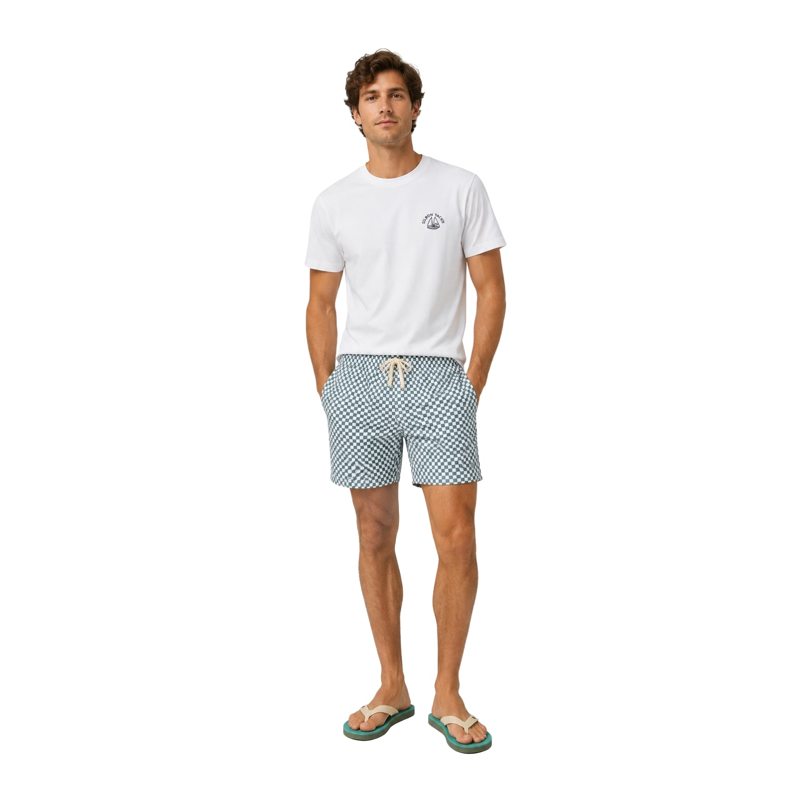 Bañador verde de cuadros Silbon con cordón hombre verano Konestilochic