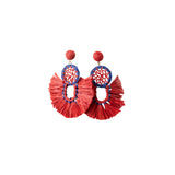 Latido - 11121PE-007 – Pendientes rojos de rafia con cierre de tuerca a presión (8 cm. de largo)